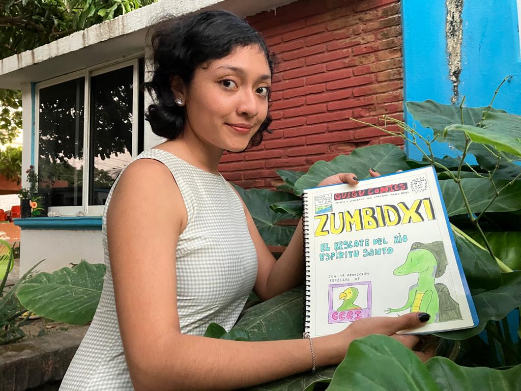 Carolina Marín, joven zapoteca que elaboró un cómic para concientizar sobre el rescate del Río Espíritu Santo