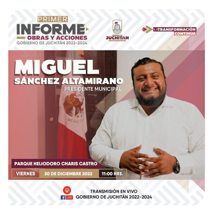 Rendirá miguel Sánchez Altamirano primer informe de gobierno el 30 de diciembre