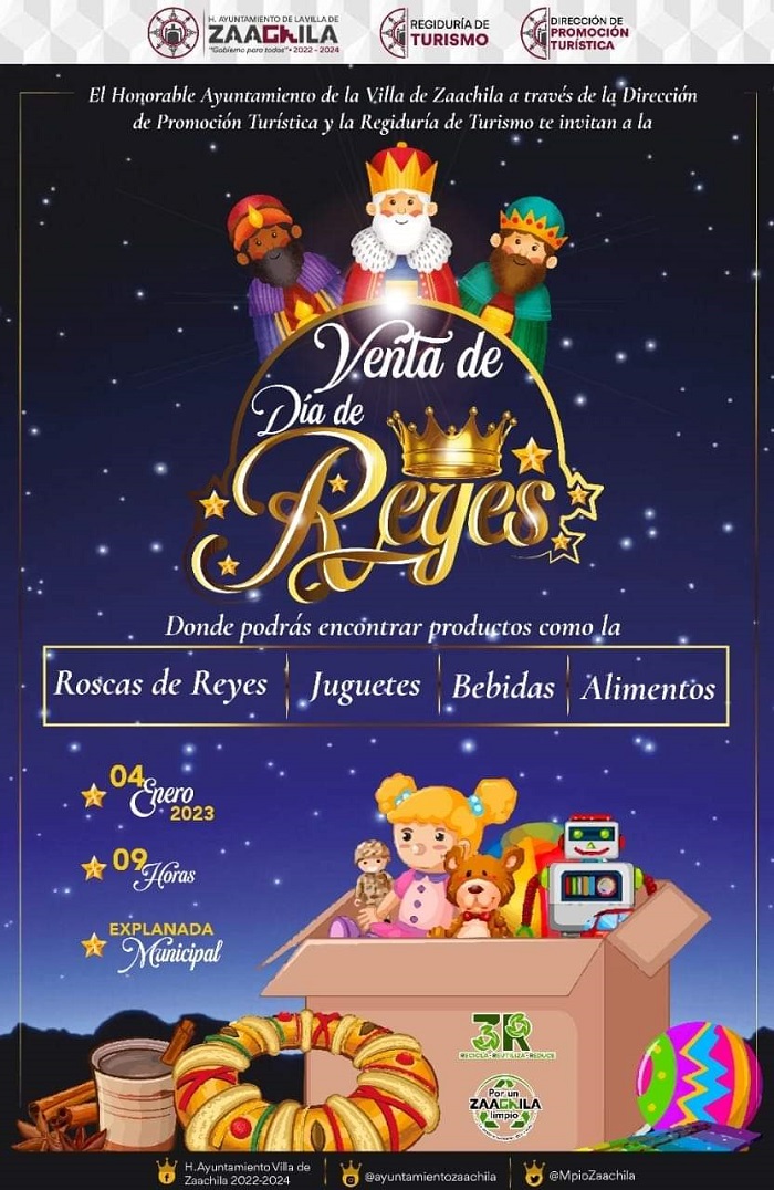 Ayuntamiento de la Villa de Zaachila invitan al público en general a la “Venta de Día de Reyes 2023”