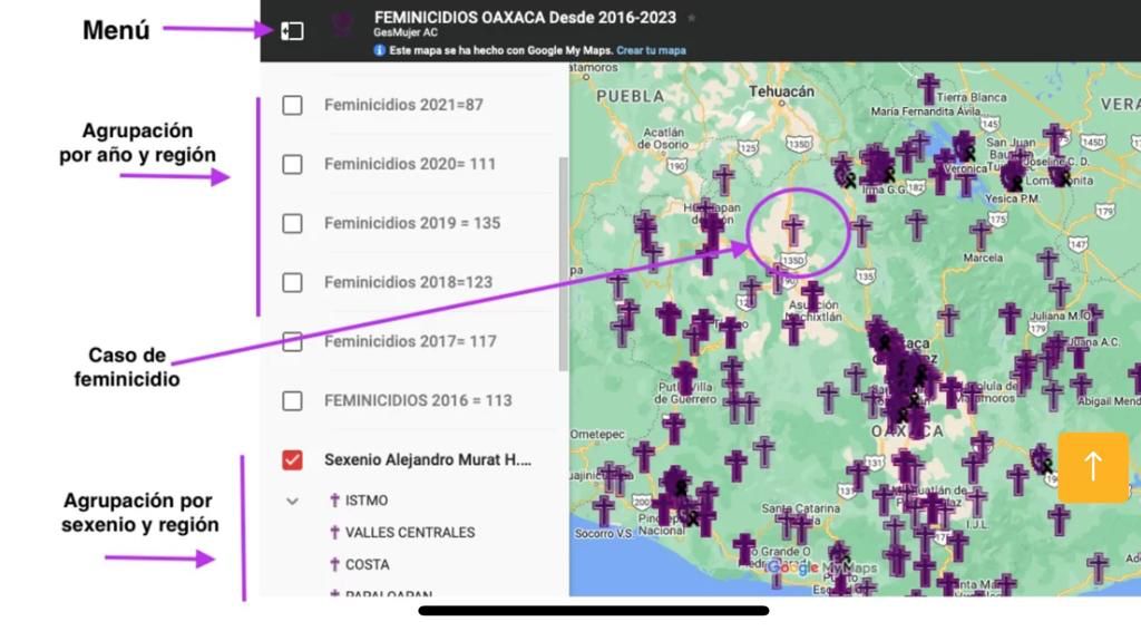 Crean mapa para visibilizar la violencia feminicida en Oaxaca