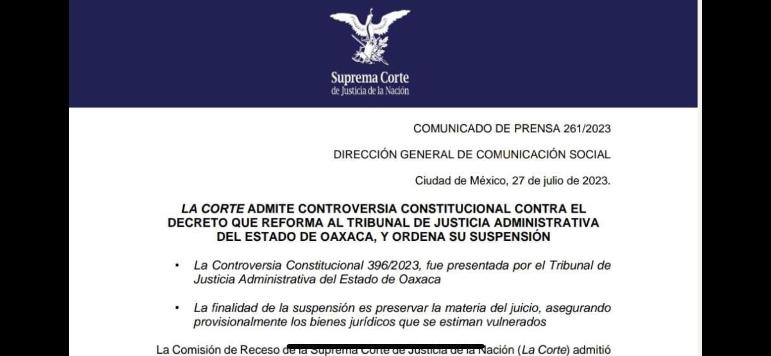 Revés a Jara: SCJN ordena restituir la magistratura del Tribunal de Justicia Administrativa