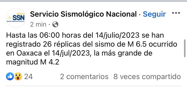 Reportaron en Oaxaca saldo blanco por Sismo de 6.5 grados