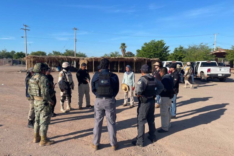 Búsqueda oficial de los yaquis desaparecidos, coordinada por la Comisión Nacional de Búsqueda (CNB), en la que participaron diversas corporaciones de seguridad. Foto: CNB