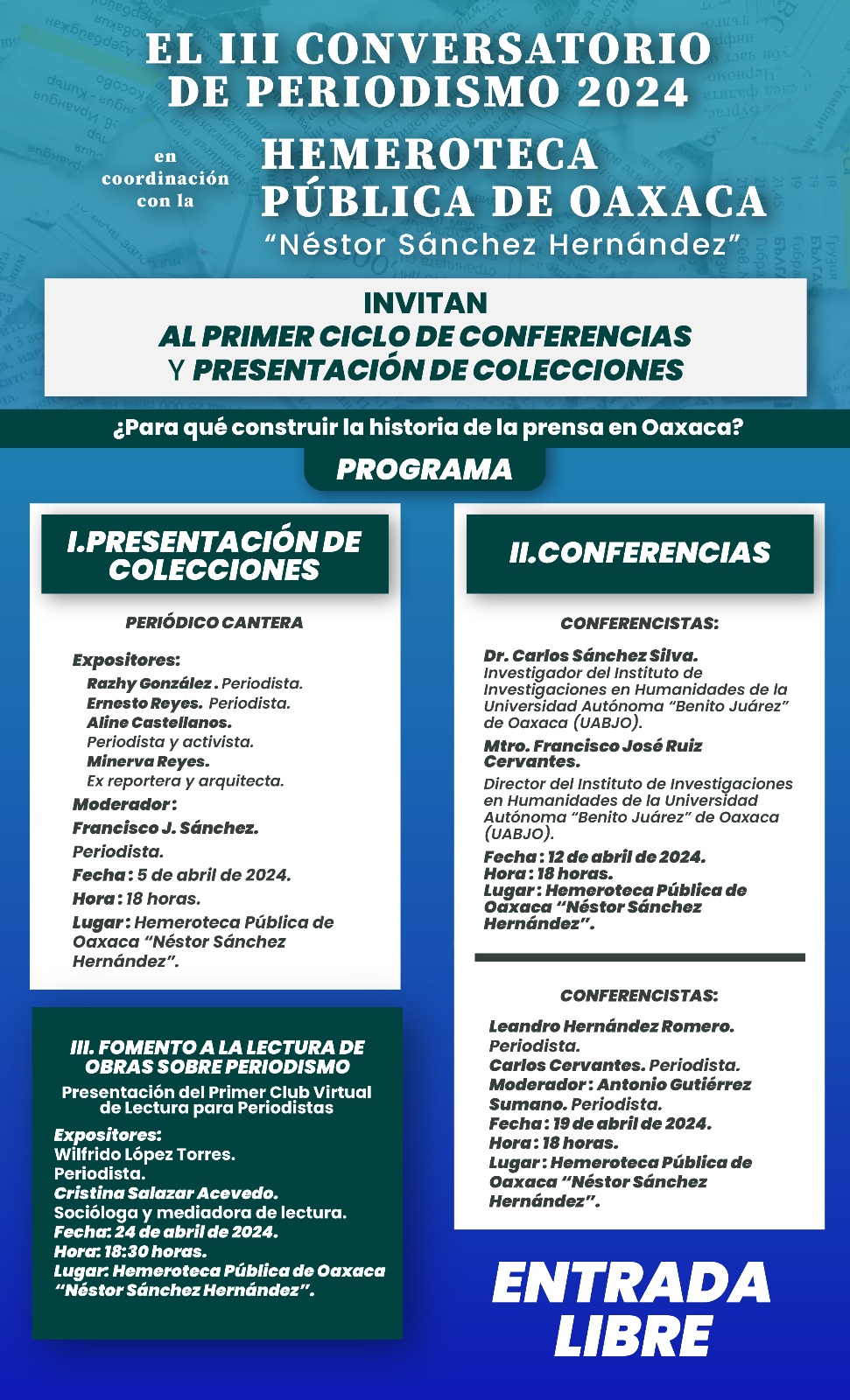 Reinicia Tercer Conversatorio de Periodismo Oaxaca 2024