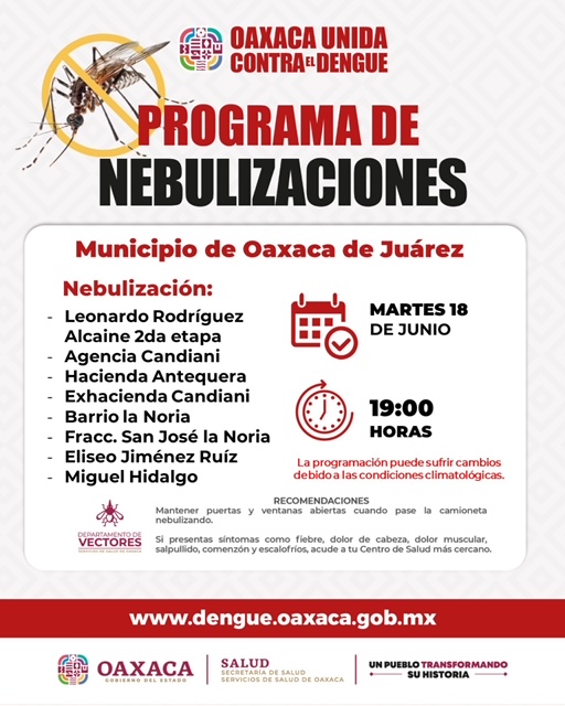 Continúa nebulización en colonias con mayor incidencia de dengue