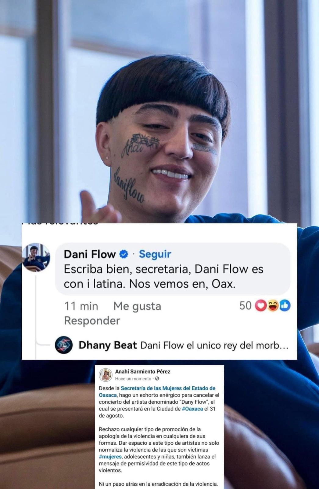 Exigen cancelar concierto de Dani Flow en Oaxaca por normalizar la violencia contra mujeres en sus canciones; artista asegura que es censura