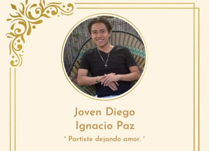 Esquela del joven Diego