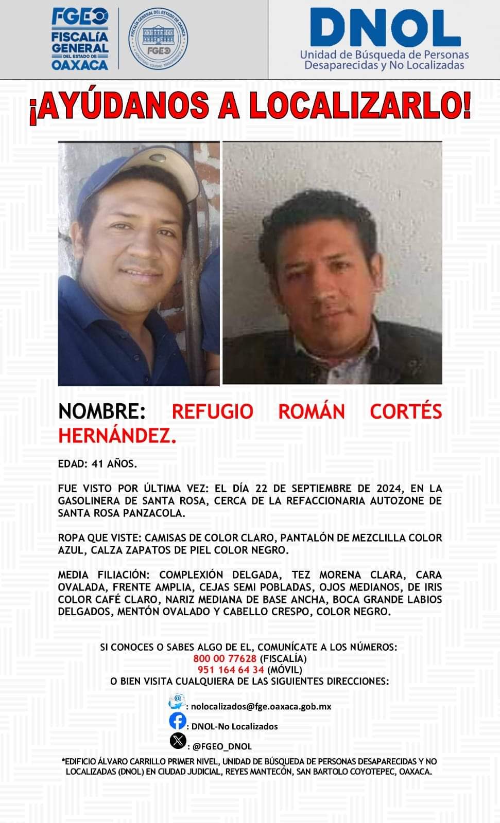 Cumple más de 60 días desaparecido Refugio Román Cortés, activista y colaborador de la asociación civil “Renuevate Oaxaca”