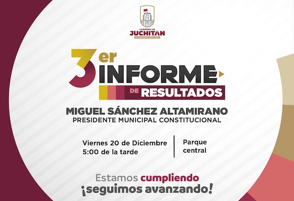 Miguel Sánchez Altamirano rendirá tercer informe de gobierno el 20 de diciembre