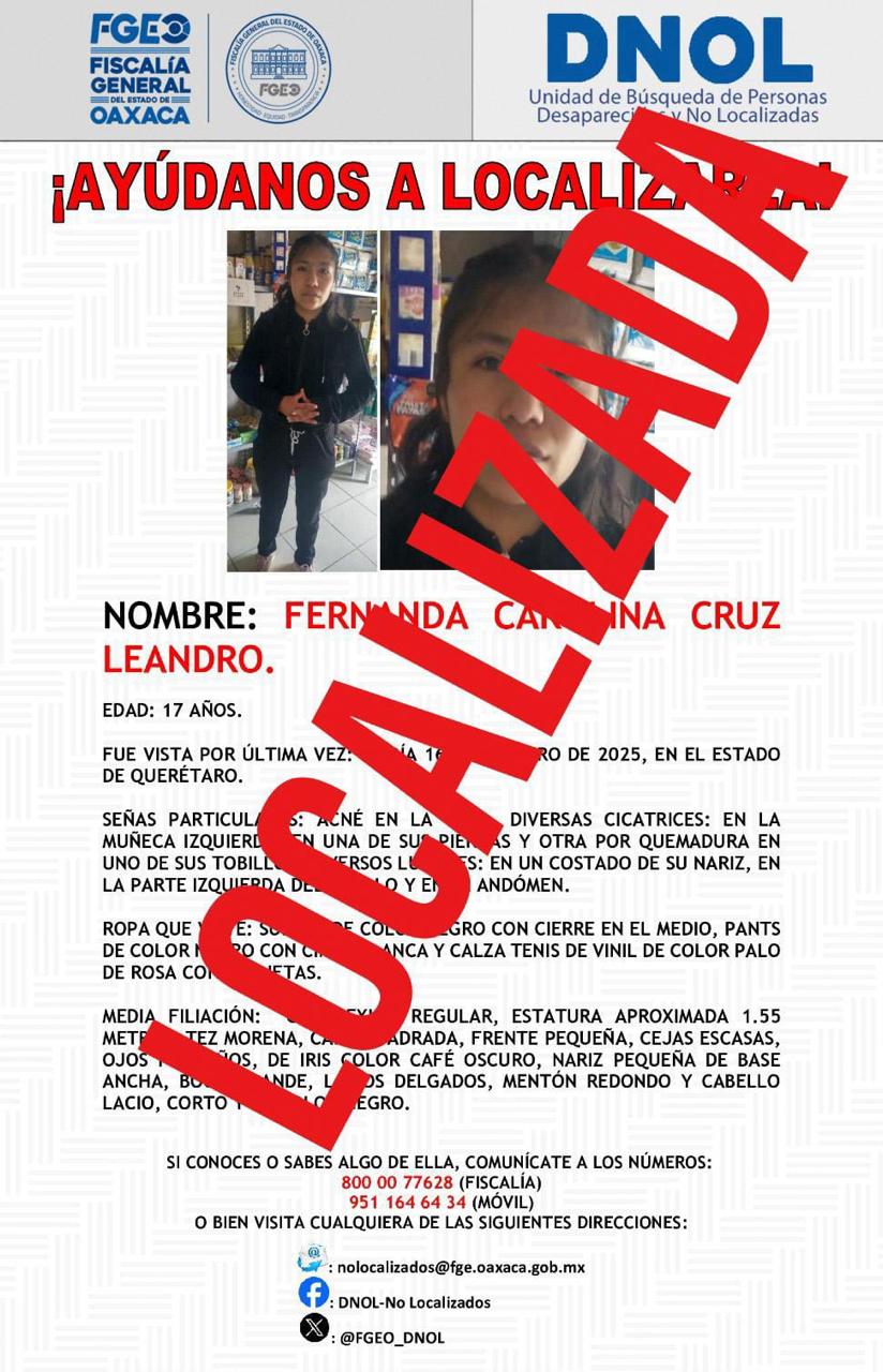Fiscalía de Oaxaca localiza en Guanajuato a adolescente mixe enganchada por redes sociales