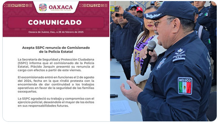 Renuncia de Comisionado de la Policía de Oaxaca