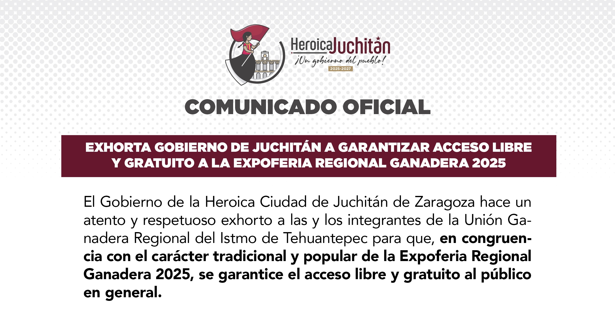 Exhorta Gobierno de Juchitán a garantizar acceso libre y gratuito a Expoferia Regional Ganadera 2025