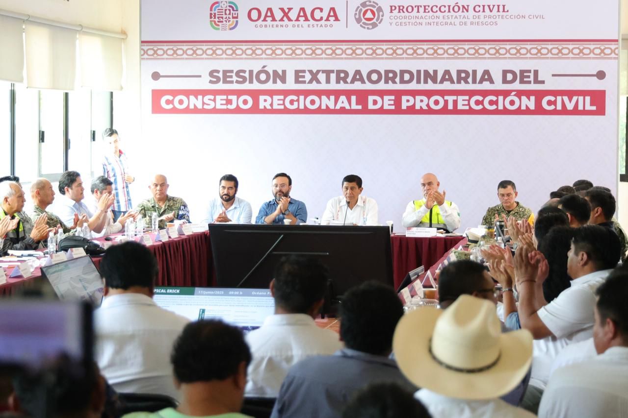 Por “tormenta tropical Erick” instalan Consejo Regional de Protección Civil en la Costa de Oaxaca