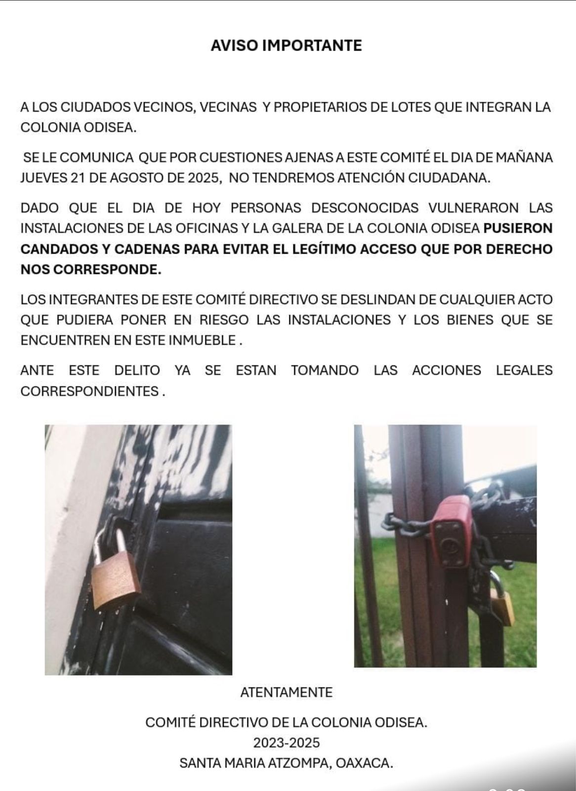 Cabildo de Atzompa desconoce asamblea de la colonia Odisea y busca imponer a presidente “a modo”