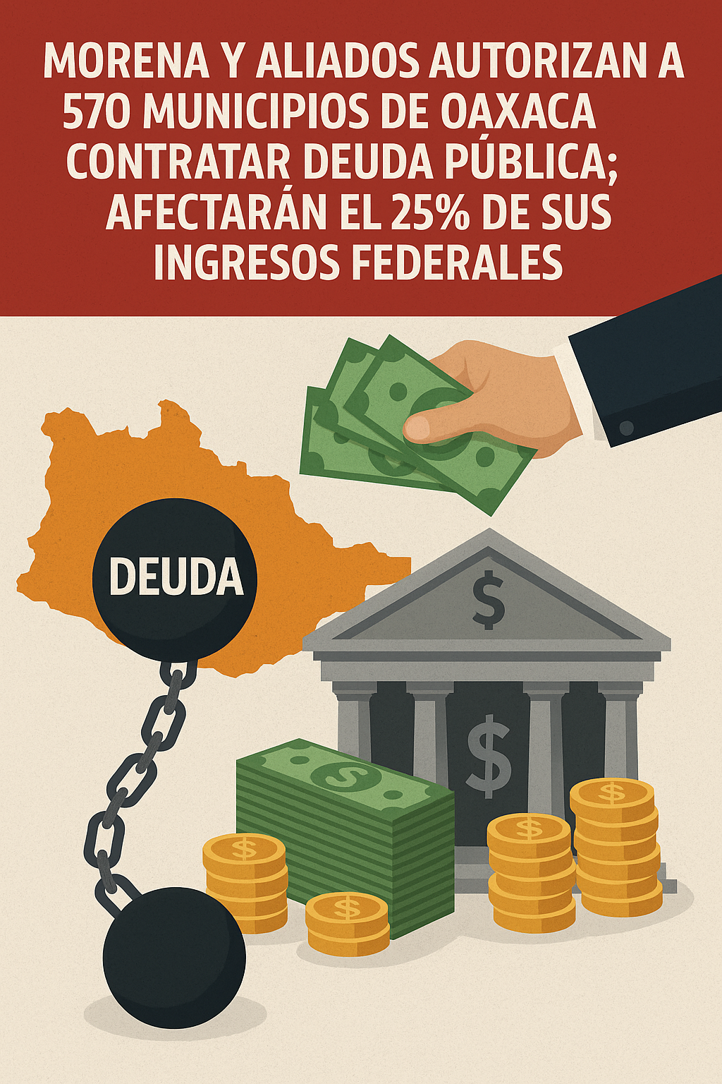 Morena y aliados autorizan a 570 municipios de Oaxaca contratar deuda pública; afectarán el 25% de sus ingresos federales