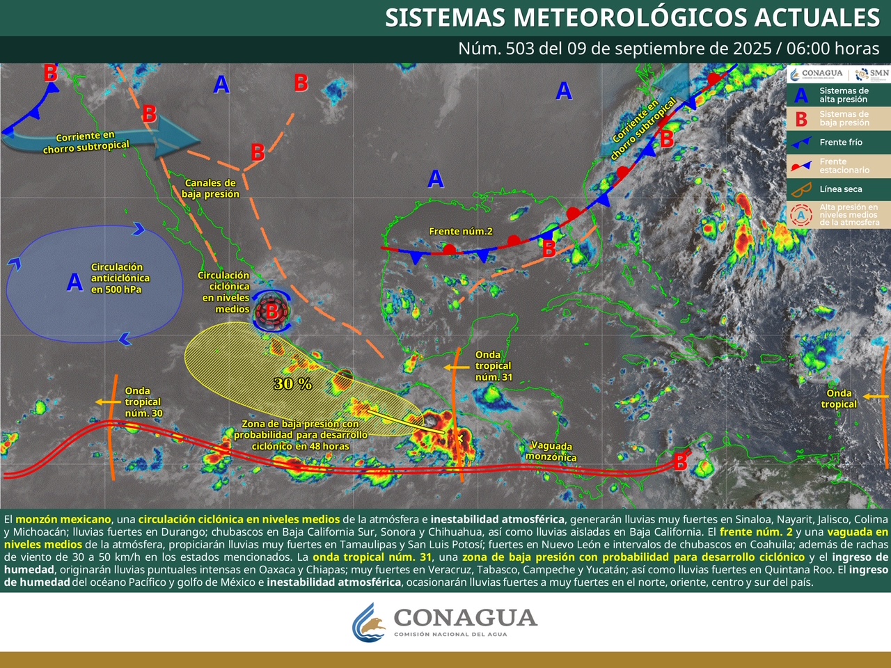 Pronostican lluvias y tormentas en Sierra Sur, Cuenca del Papaloapan e Istmo de Tehuantepec