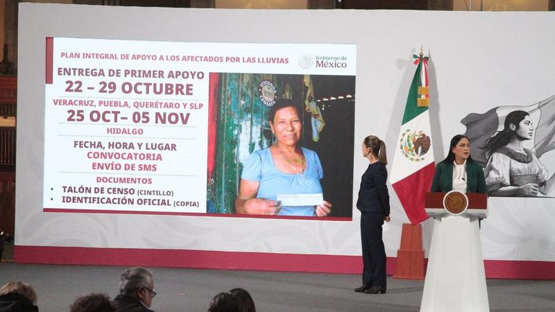 Presidenta Sheinbaum anuncia inversión inicial de 10 mil mdp en apoyos directos a damnificados por lluvias
