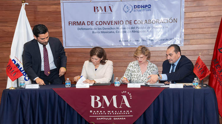 DDHPO y Barra Mexicana de Abogados firman convenio para fortalecer la defensa de los derechos humanos en Oaxaca