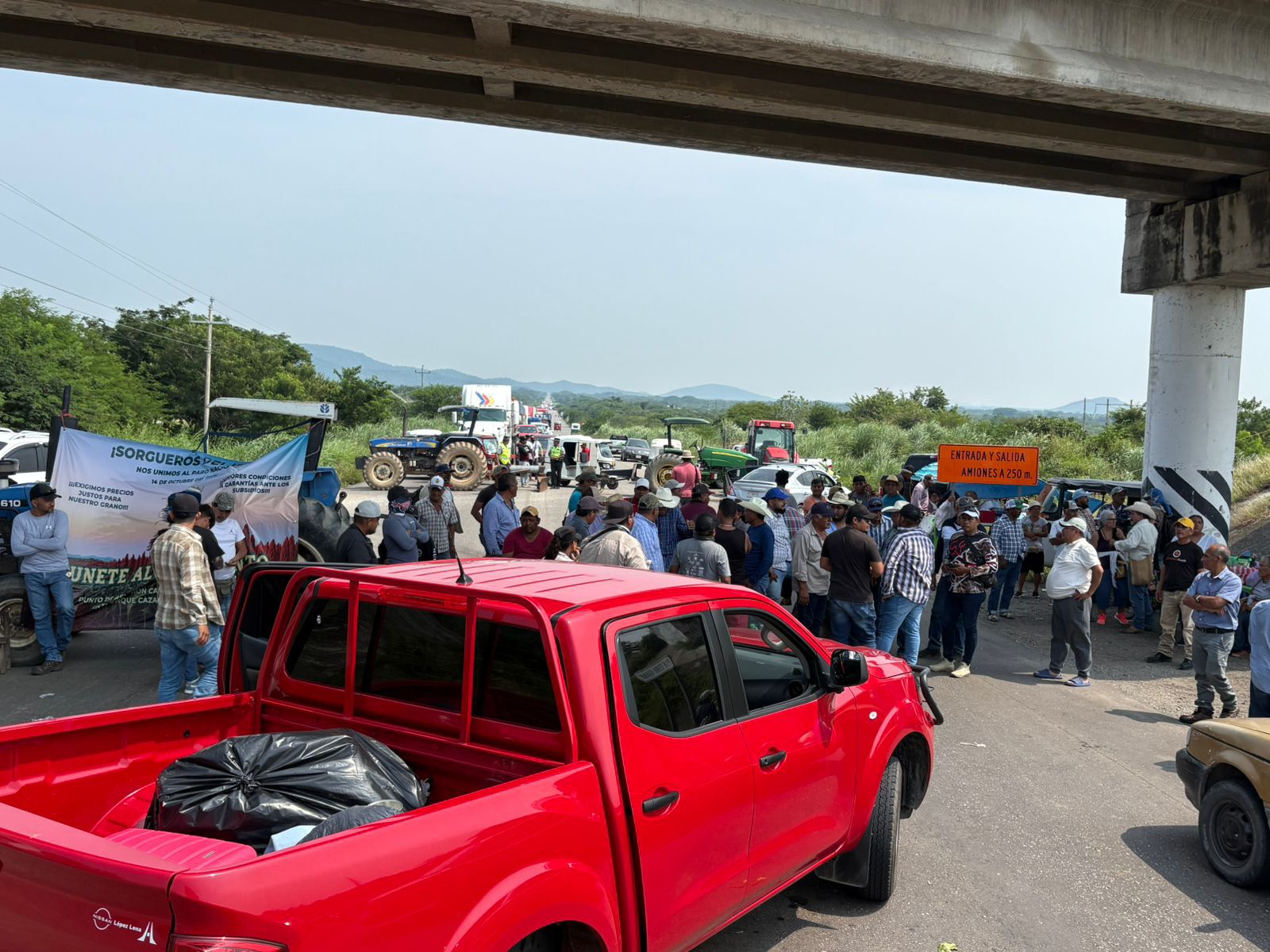 Sorgueros del Istmo bloquean carretera y exigen precios justos
