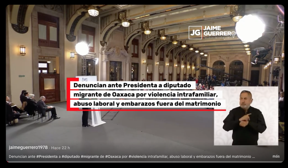 Denuncian ante Presidenta a diputado migrante de Oaxaca por violencia intrafamiliar, abuso laboral y embarazos fuera del matrimonio