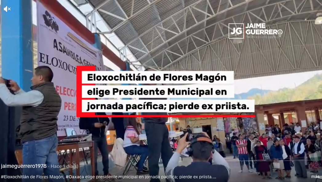 Eloxochitlán de Flores Magón elige presidente municipal en jornada pacífica; revés a ex priista