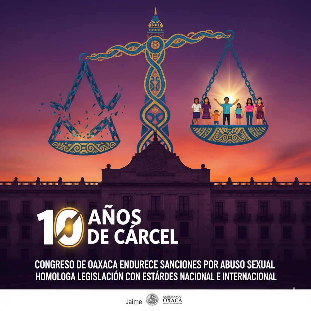 Congreso de Oaxaca endurece sanciones por abuso sexual y homologa legislación con estándares nacional e internacional; se aplicarán 10 años de cárcel