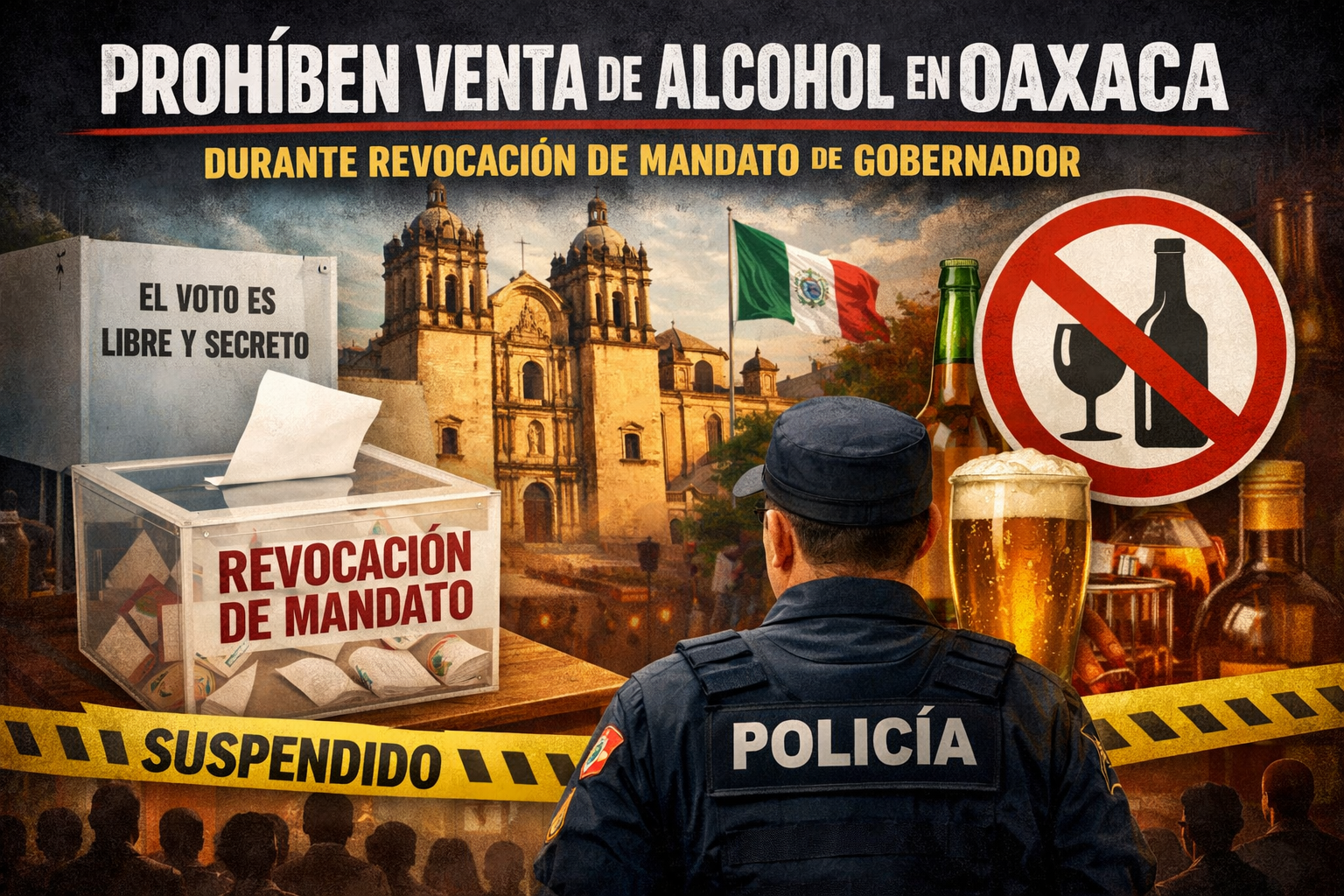 Prohíben venta de alcohol en Oaxaca durante jornada de revocación de mandato de Gobernador