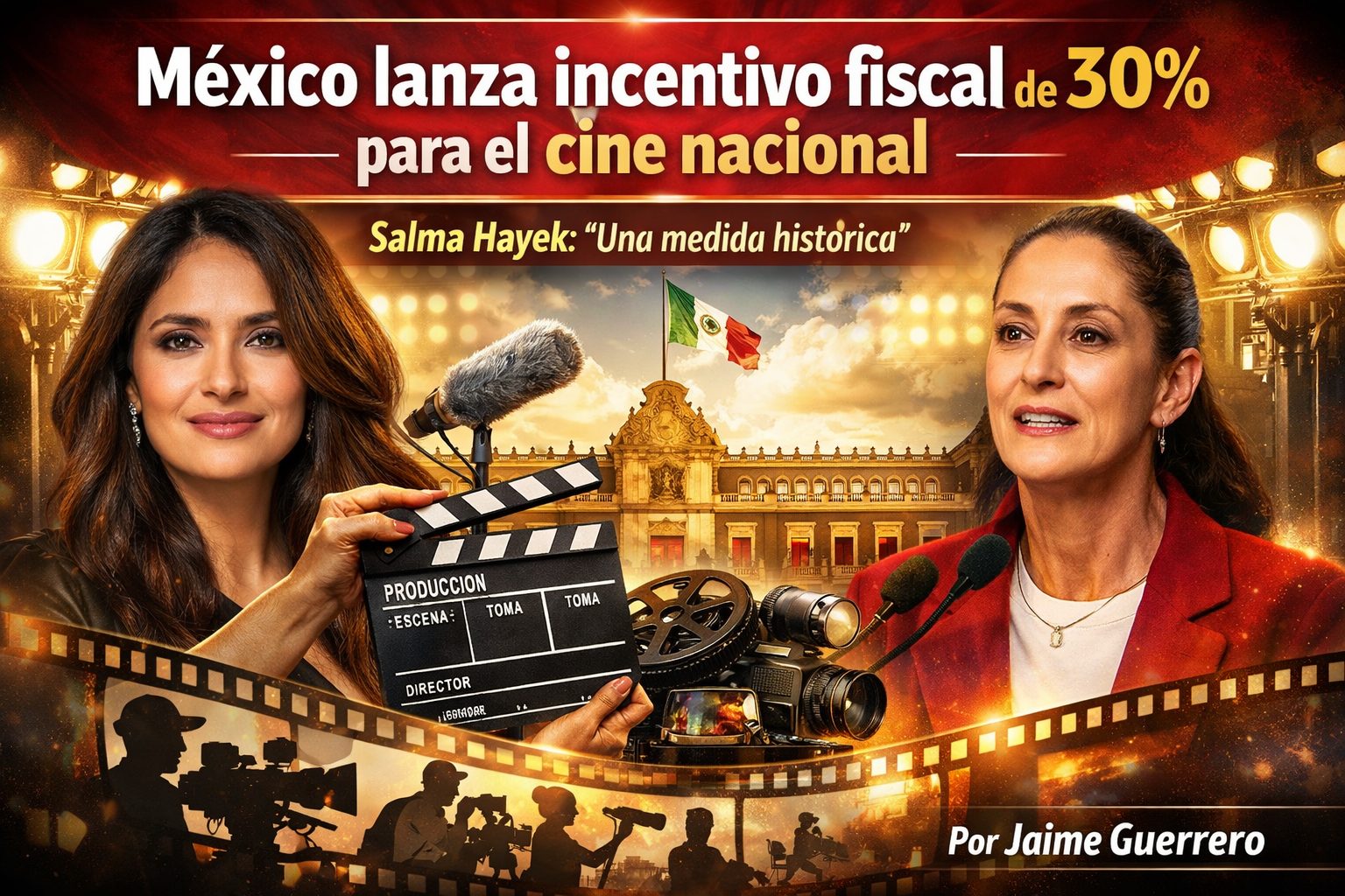 México lanza incentivo fiscal de 30% para impulsar la industria cinematográfica nacional; Salma Hayek reconoció la medida como histórica