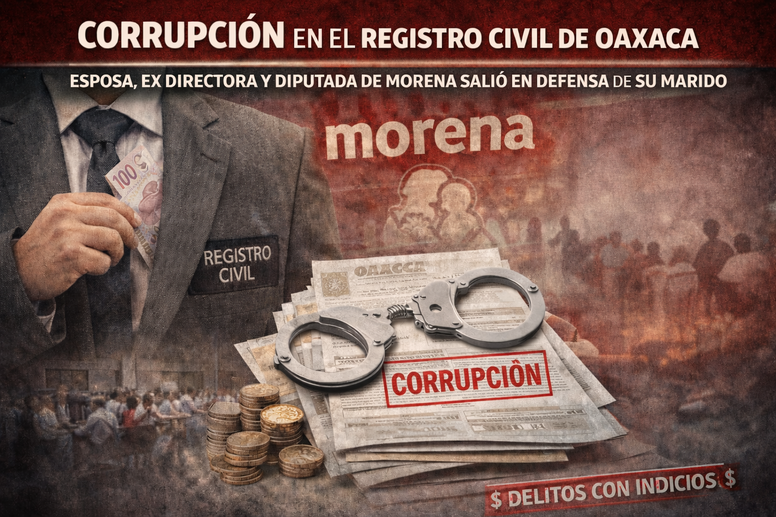 Denuncian actos de corrupción en el Registro Civil de Oaxaca; ex directora quien es esposa del titular y actual diputada de Morena sale en defensa de su cónyuge