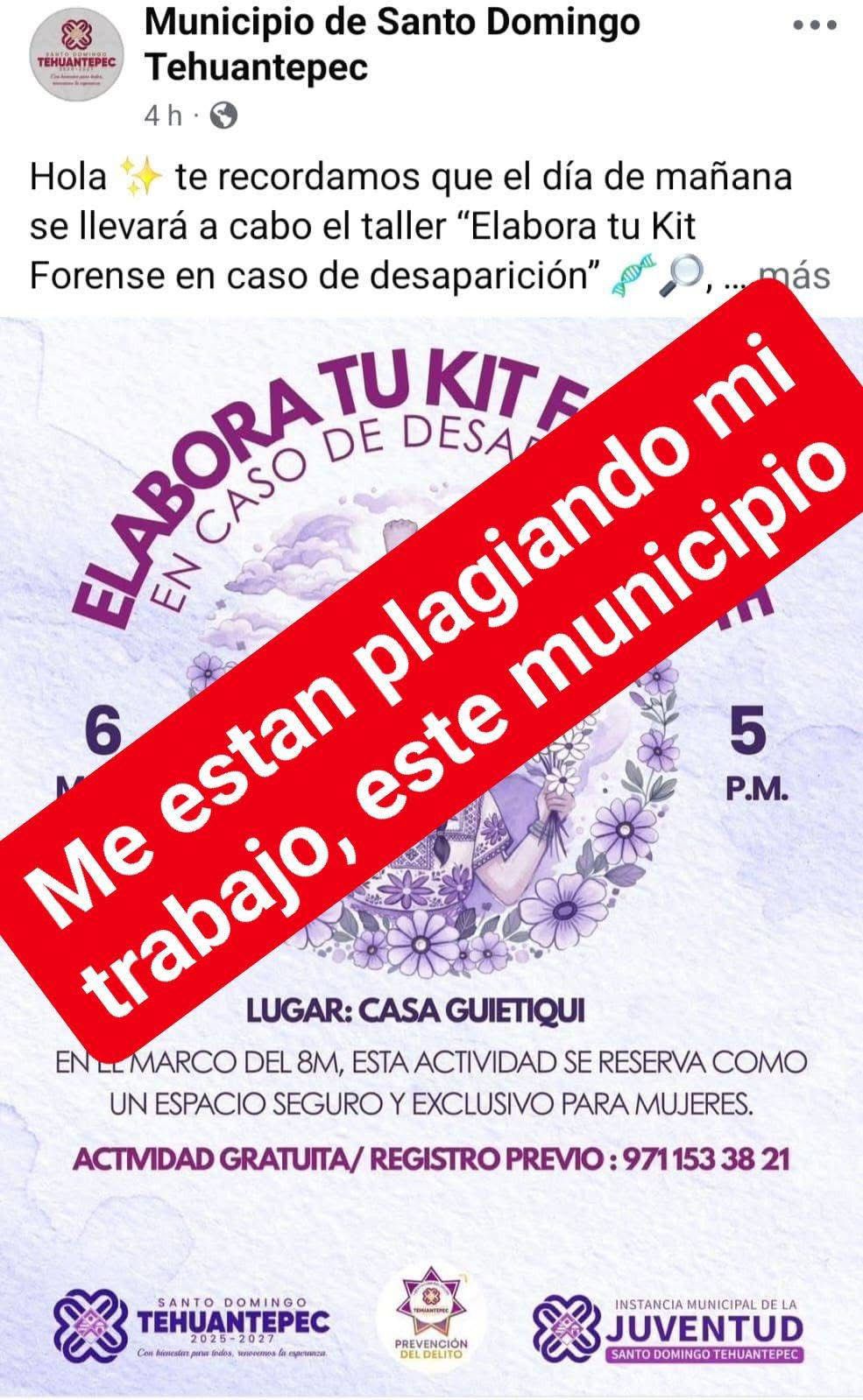 Causa indignación invitación para elaborar “kit forense en caso de desaparición” por parte del municipio de Tehuantepec, Oaxaca