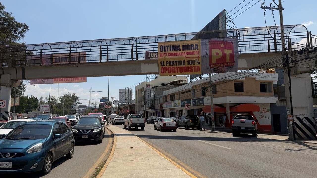 Detalle de lona del PT en Oaxaca