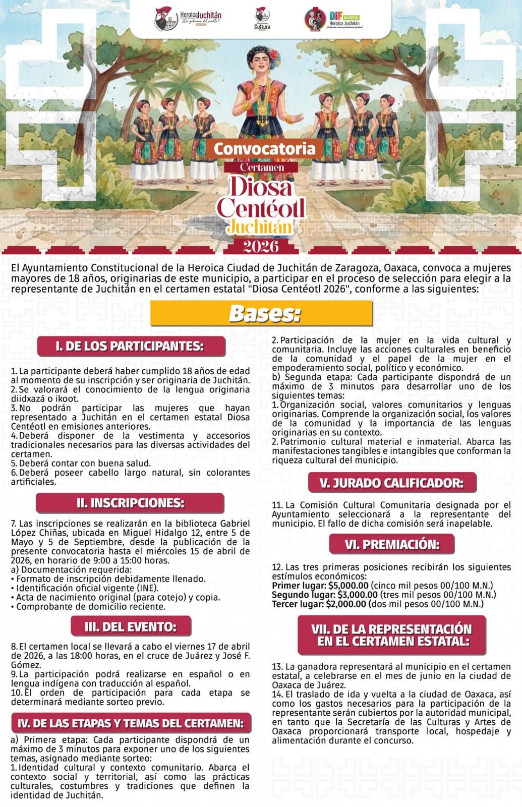 Juchitán busca a su Diosa Centéotl 2026: Abren convocatoria para representar la identidad zapoteca