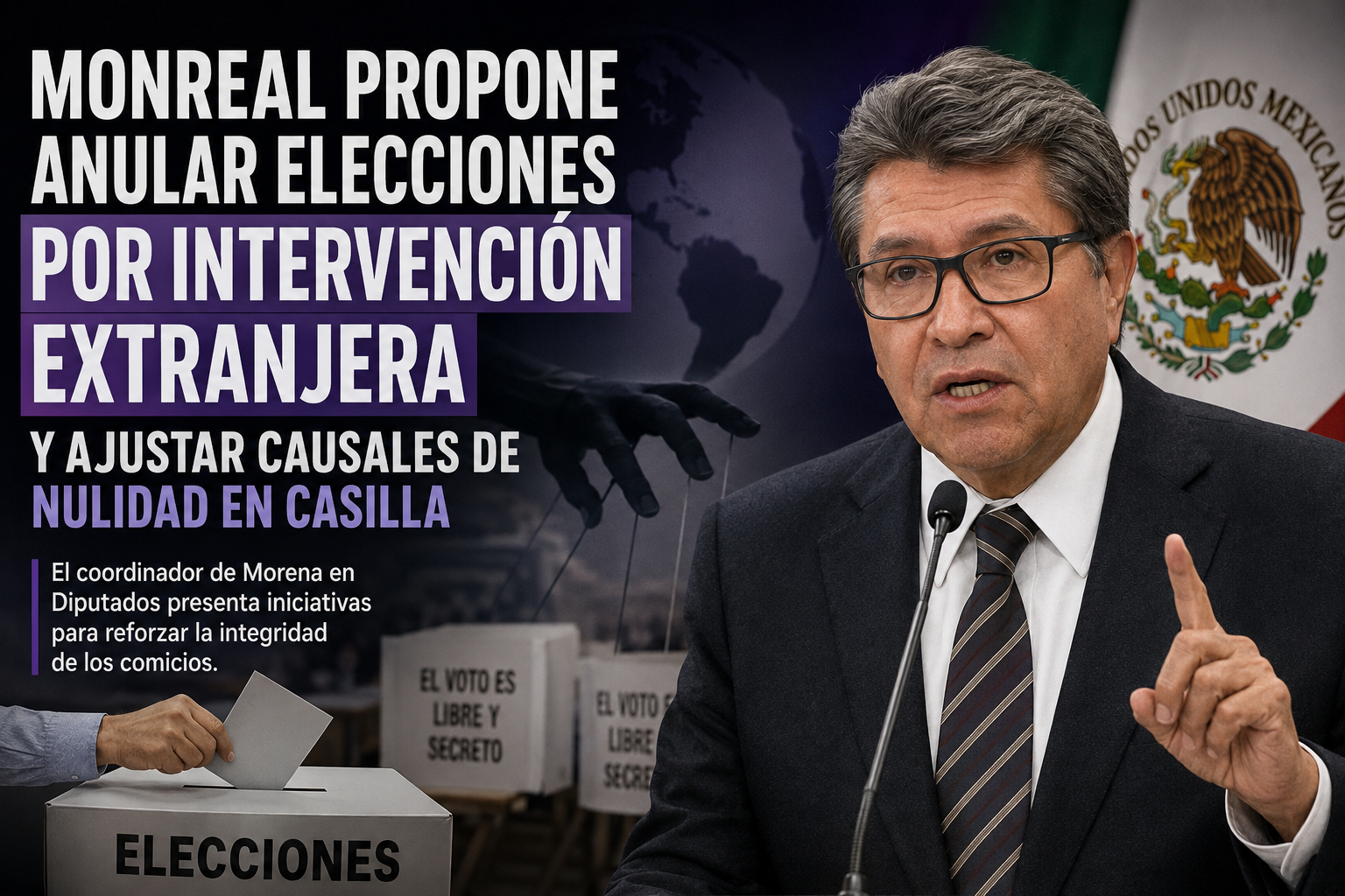 Monreal propone anular elecciones por intervención extranjera