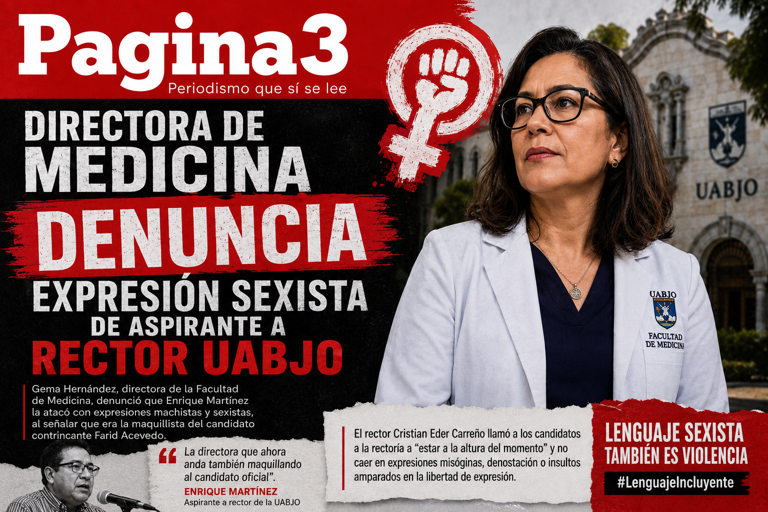 Directora de Medicina denuncia expresión sexista de aspirante a rector UABJO