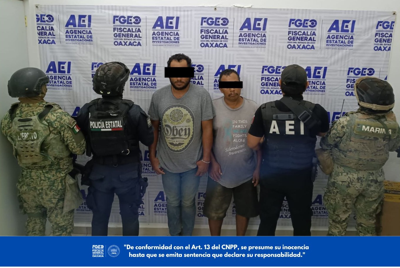 Fiscalía de Oaxaca cumplimenta órdenes de cateo en la Costa; detienen a dos personas por el delito de homicidio