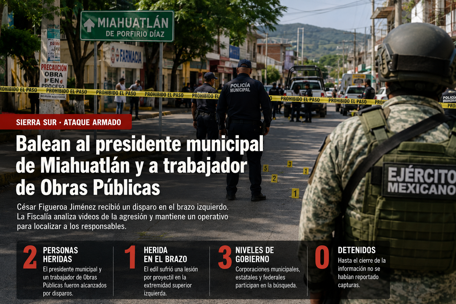 Balean al presidente municipal de Miahuatlán y a trabajador de Obras Públicas