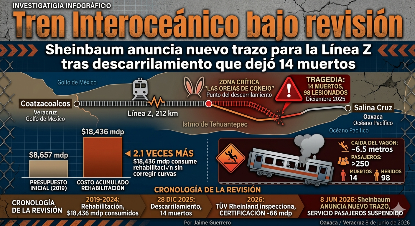 Sheinbaum anuncia nuevo trazo para la Línea Z tras descarrilamiento que dejó 14 muertos