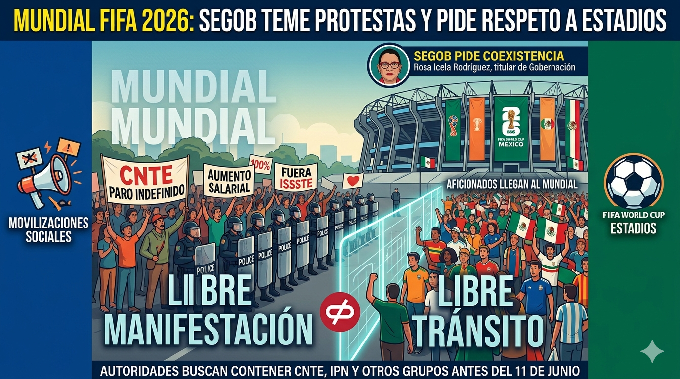 Segob prevé protestas durante el Mundial y pide que no lleguen a los estadios