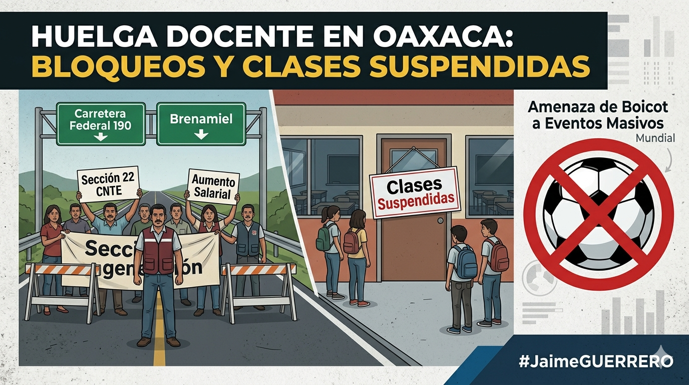 Bloqueo en carretera 190 y clases suspendidas, saldo de huelga nacional de maestros en Oaxaca