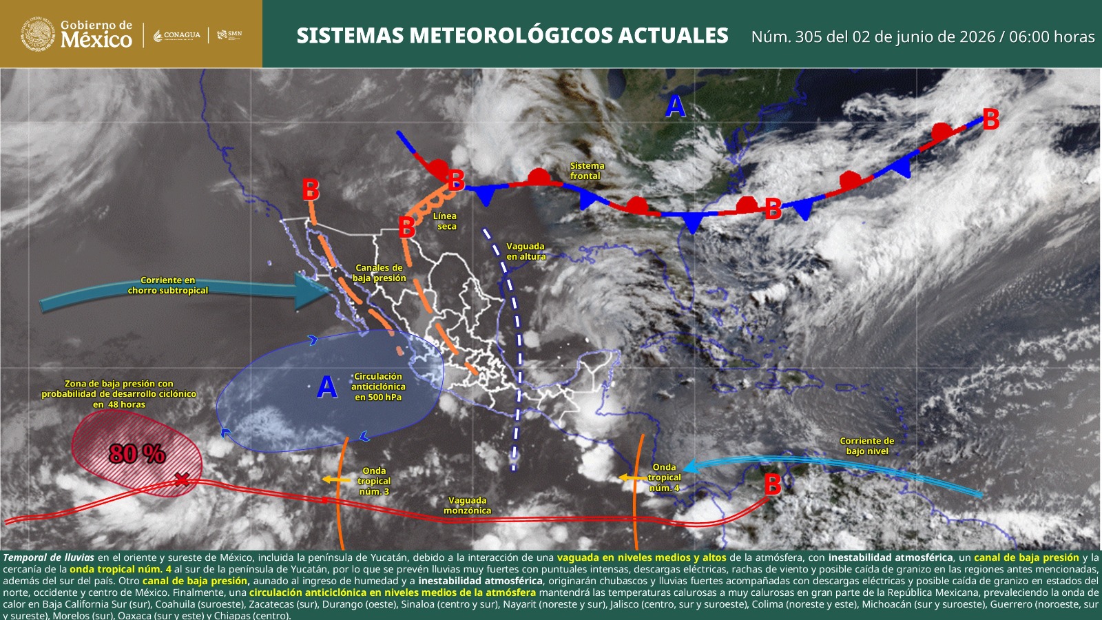 Onda tropical número 4 reforzará el temporal de lluvias en Oaxaca