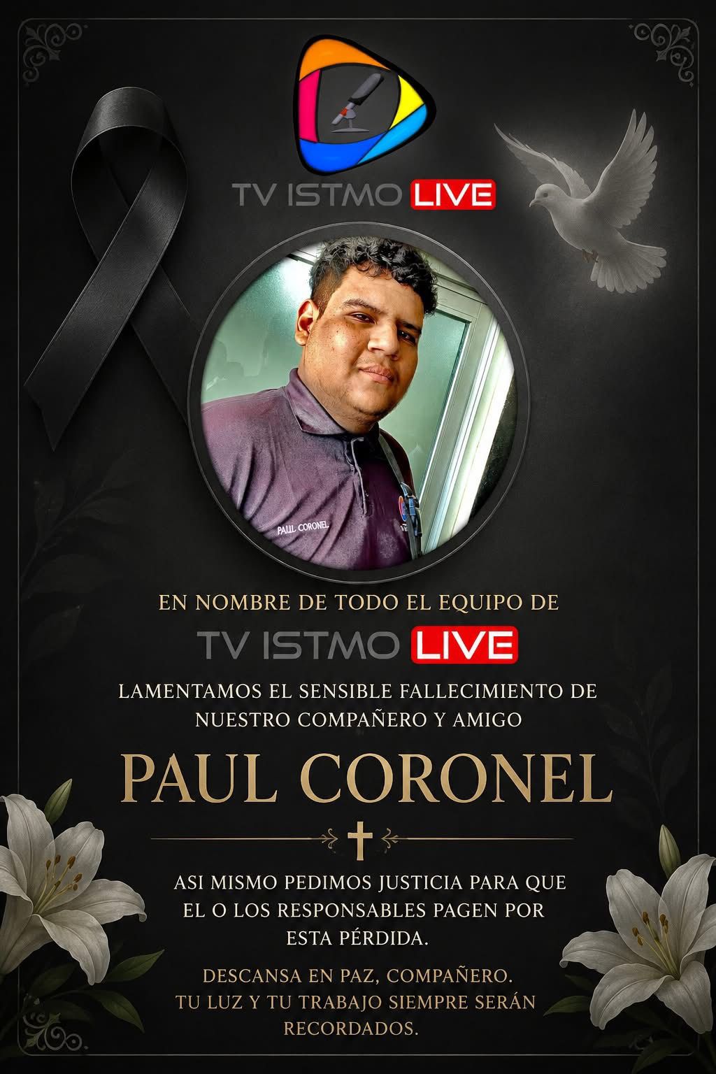 Exigen justicia para camarógrafo de Istmo Live que murió tras ser arrollado en Salina Cruz