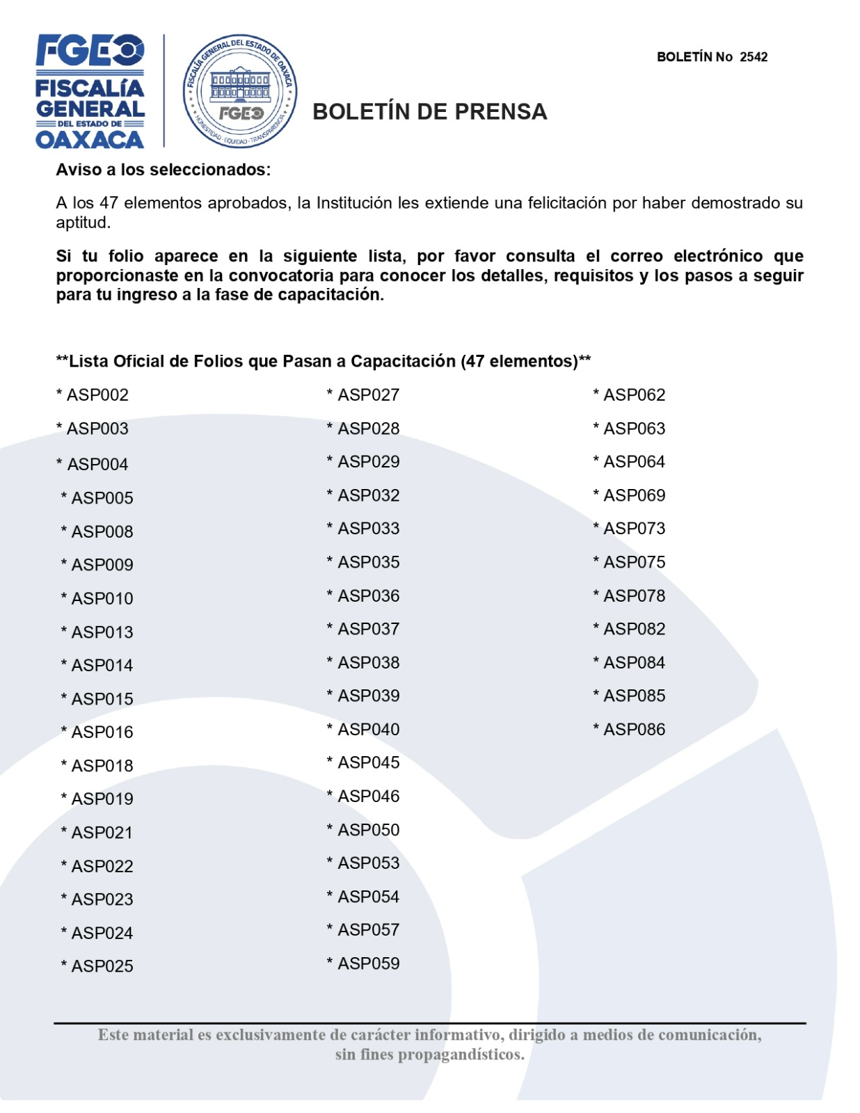 Pruebas para aspirantes de la Fiscalía de Oaxaca