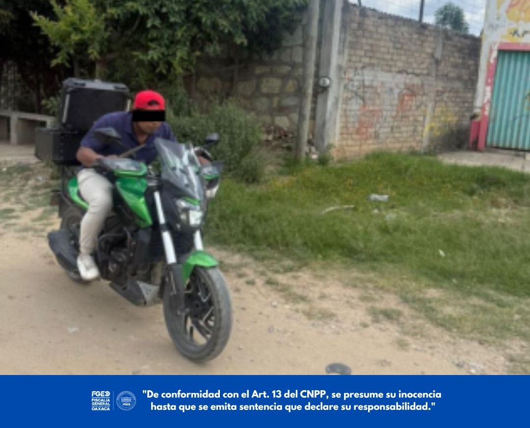Detiene Mando Metropolitano a presunto responsable de robo con violencia de una motocicleta en Pueblo Nuevo, queda a disposición del Ministerio Público: Fiscalía de Oaxaca
