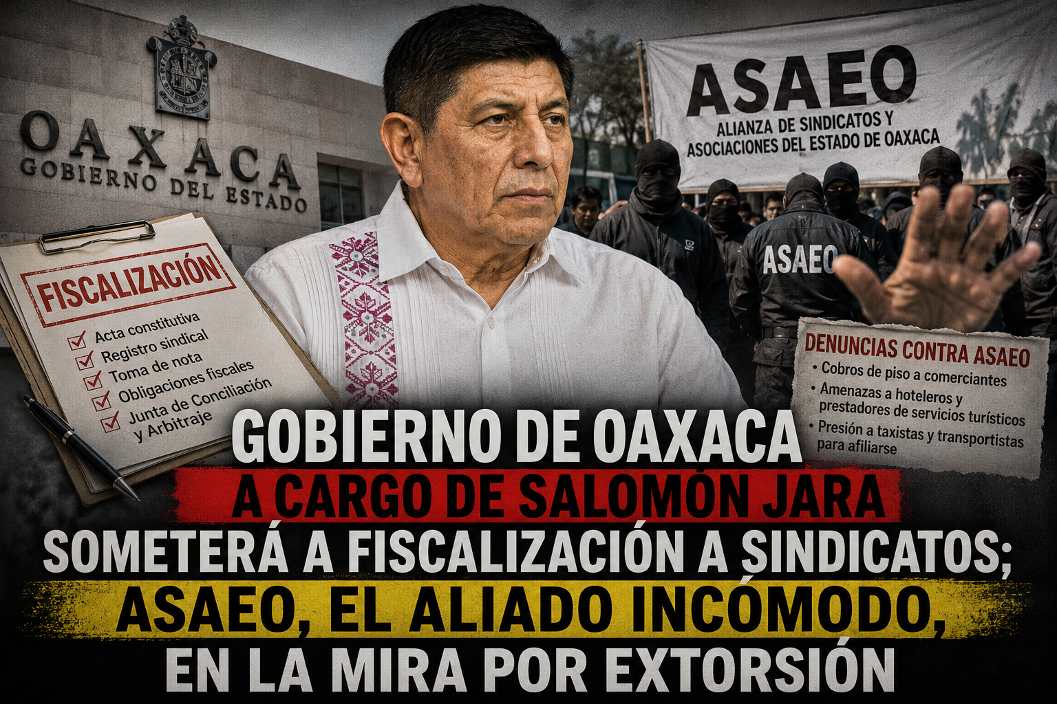 Gobierno de Jara someterá a fiscalización a sindicatos; ASAEO, el aliado incómodo, en la mira por extorsión