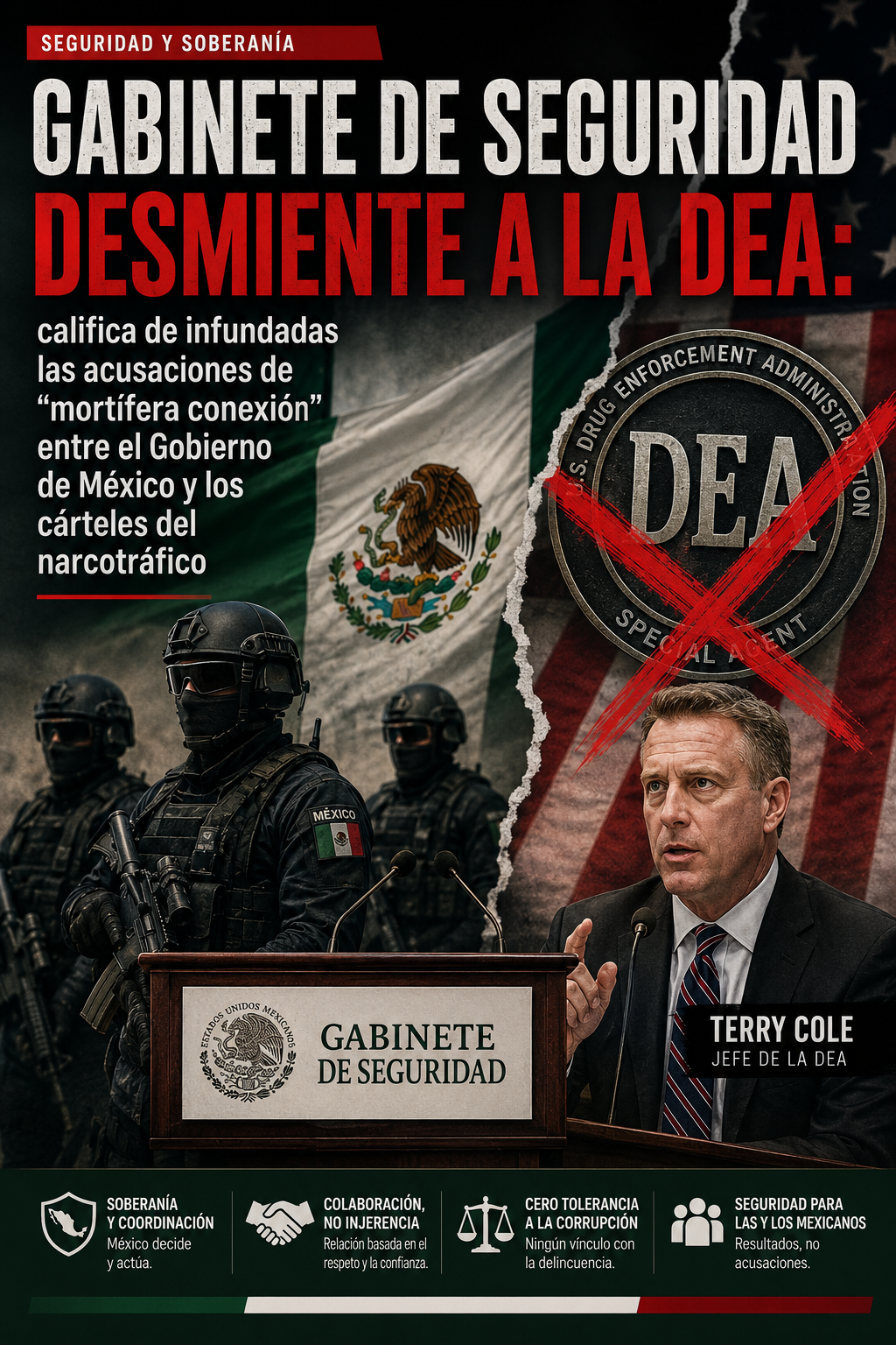 Gabinete de Seguridad revira a la DEA: califica de infundadas acusaciones de nexos con cárteles