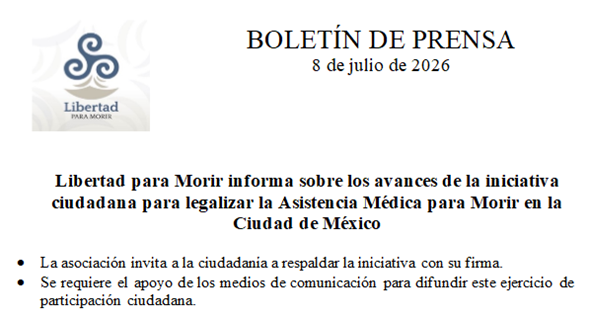 Libertad para Morir informa avances de iniciativa para legalizar la Asistencia Médica para Morir en la CDMX