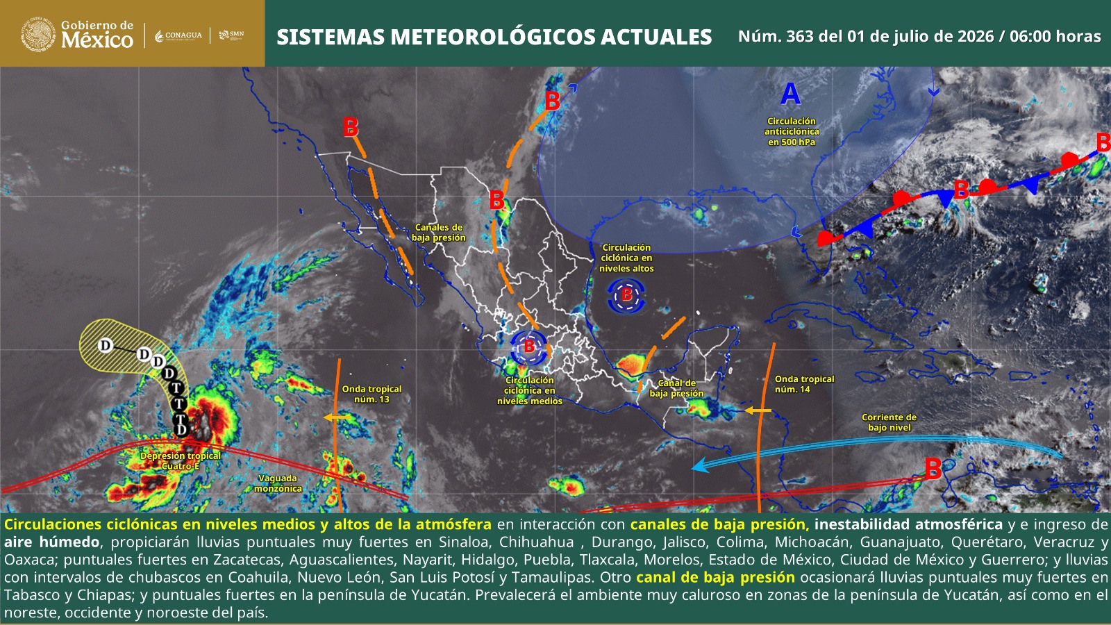 Para este miércoles, se mantiene el potencial de lluvias y evento de mar de fondo en Oaxaca: Protección Civil