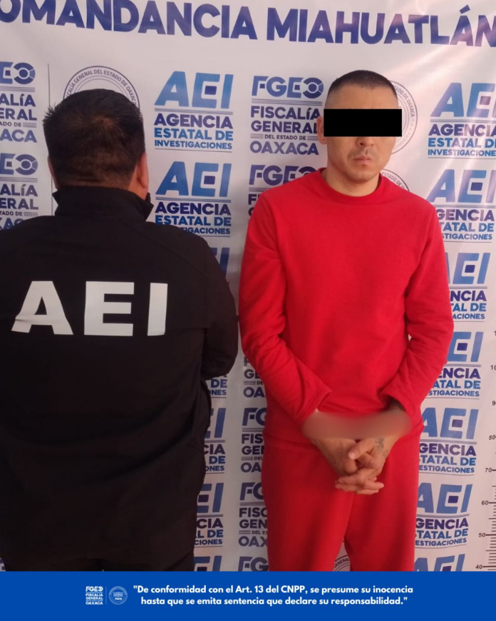 Cumple FGEO orden de aprehensión por colaboración con la Fiscalía de Zacatecas; detienen en Oaxaca a probable responsable de doble homicidio