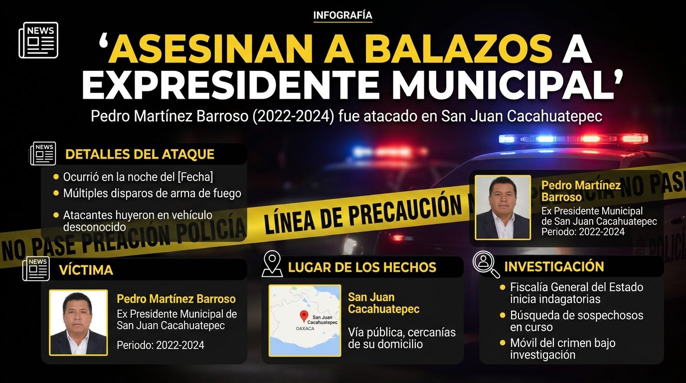 Asesinan a balazos a expresidente municipal de San Juan Cacahuatepec