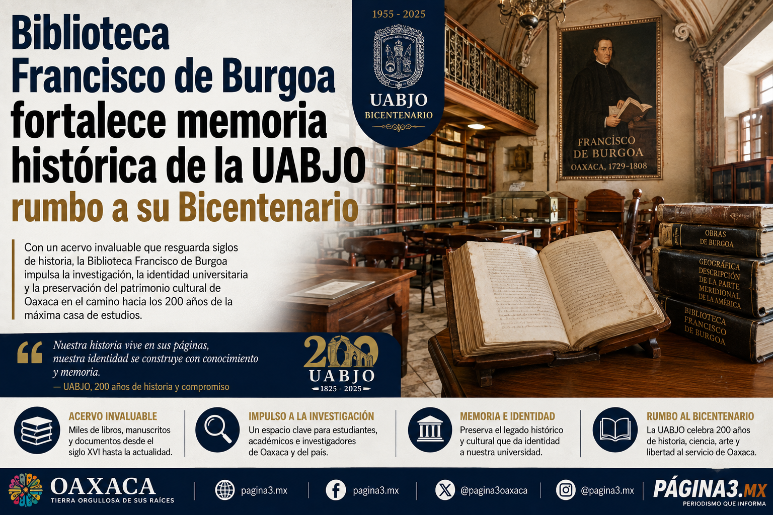 Biblioteca Francisco de Burgoa fortalece memoria histórica de la UABJO rumbo a su Bicentenario